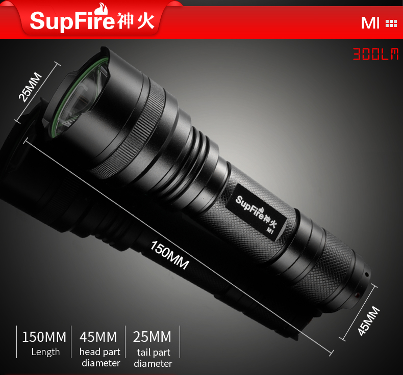 kích thước đèn pin SupFire M1