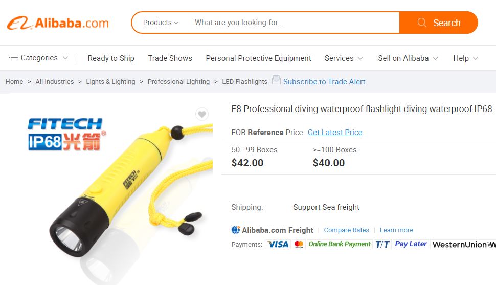 giá bán đèn pin lặn biển Fitech F8