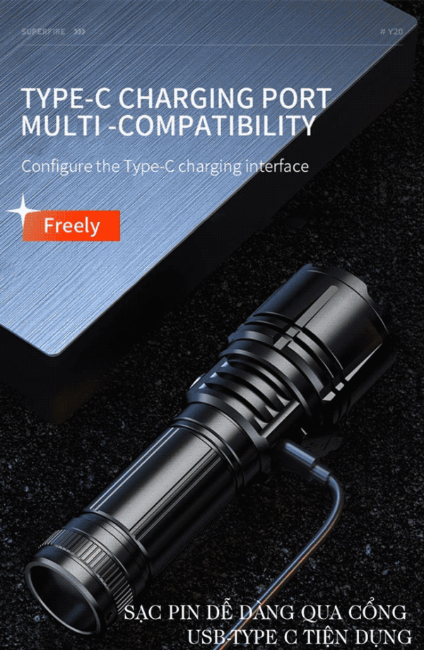 Pin Super Fire Đèn pin SuperFire Y20 - Đèn pin chiếu xa 700m - Đèn pin chuyên dụng